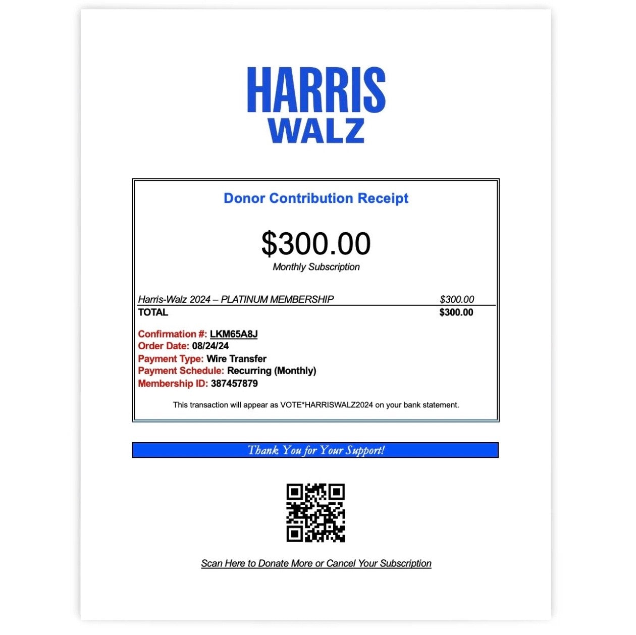 Harris-Walz 2024 Prank Mailer Package